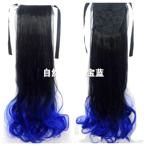 AISHILI Wholesale Synthetic Hair Extensions Two Color gradient Tone Hair Weave Synthetic Ponytail for women